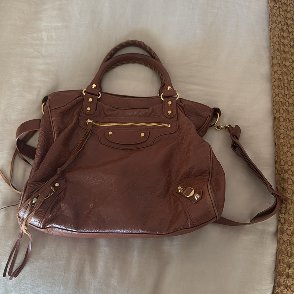 Authentic Balenciaga Moto City Bag Dark Camel GUC - Picture 4 of 10